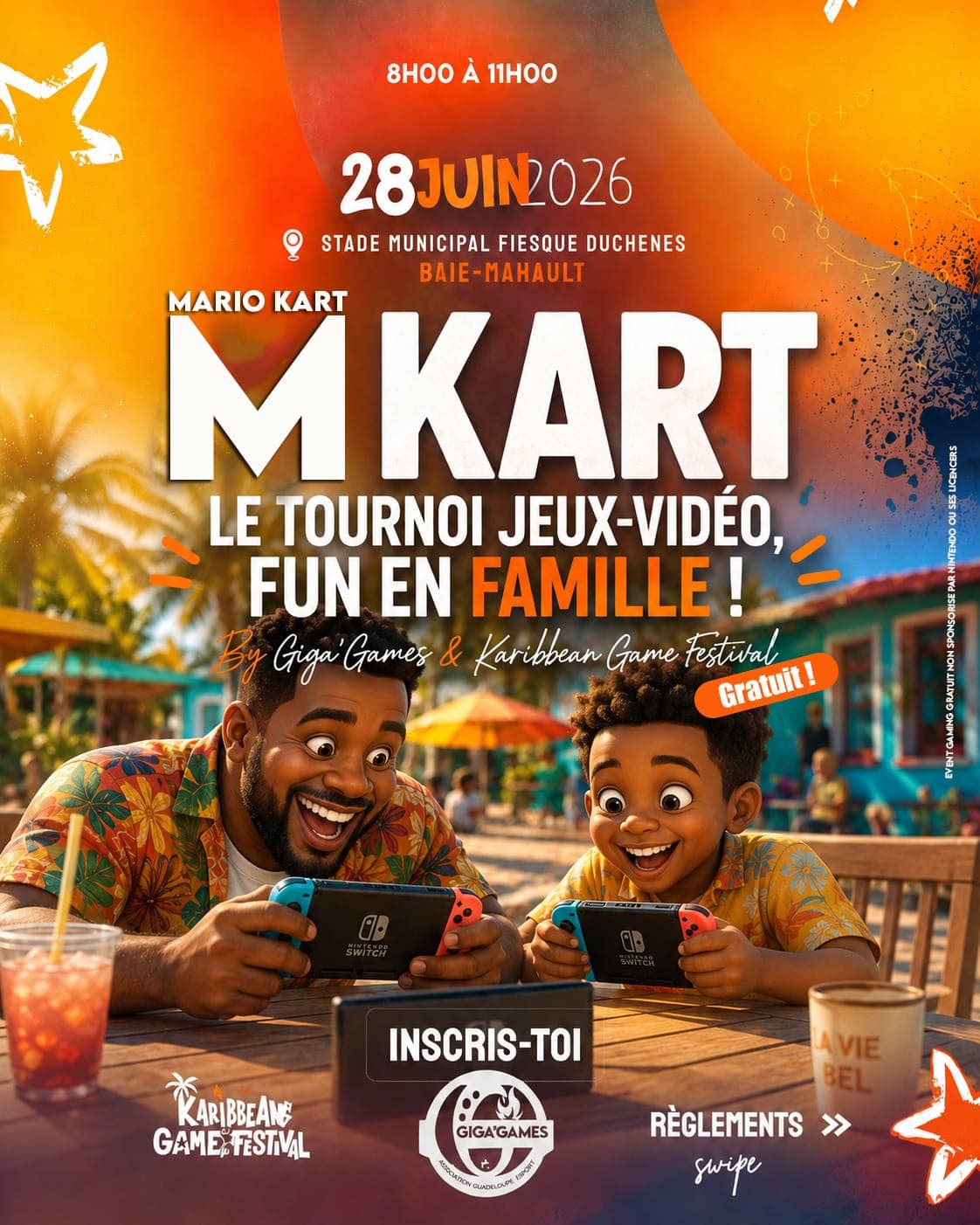 Flyer Mario Kart, tournoi GIGA'GAMES au Karibbean Game Festival