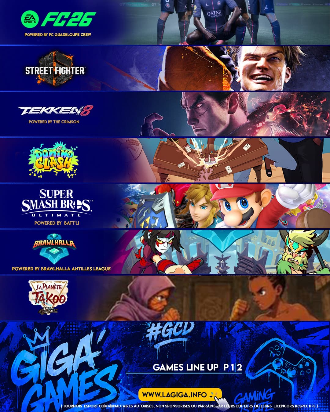 Line-up des jeux du #GCD GIGA'GAMES 2026, partie 1